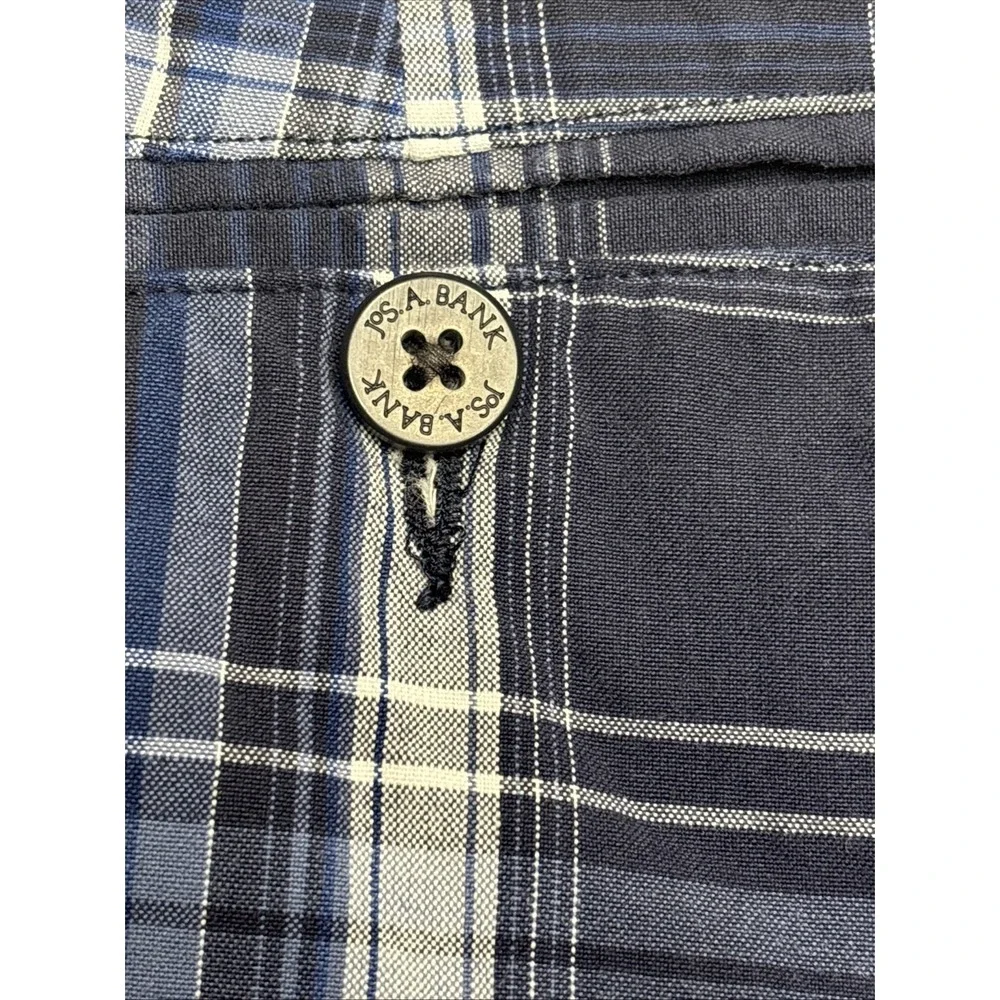 Jos A Banks Blue Plaid Flat Front Golf Preppy Casual Mens Shorts W42 Cotton
